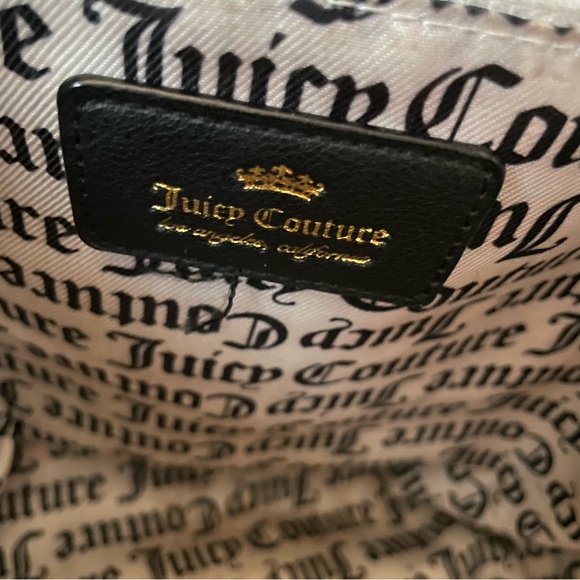Juicy Couture Black/Beige Lg Tote Bag Gold Tone Hardware Black Faux Leather Trim - Picture 5 of 14